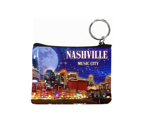 [N5462] Nashville Key Chain Coin/Purse - Night Skyline