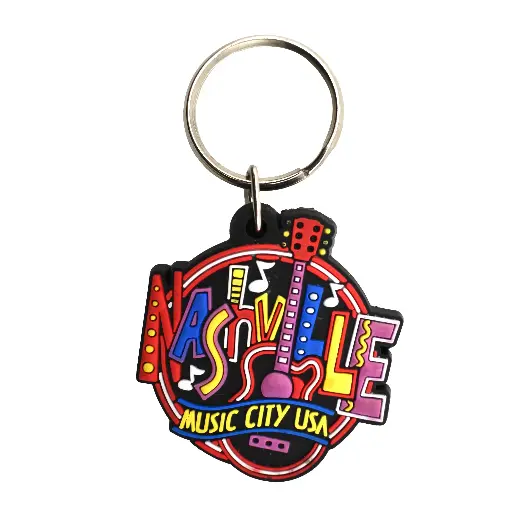 [N5487] Nashville Keychain - Round Neon PVC