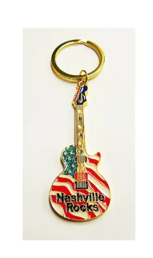 [N5497] Nashville Key Chain - Rocks Guitar Flag