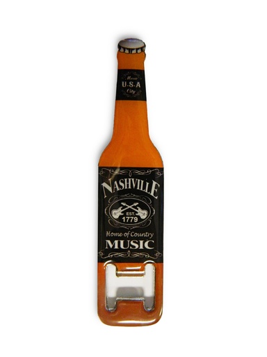 [N5577] Nashville Bottle Opener and Magnet - Blk & Wht Est.