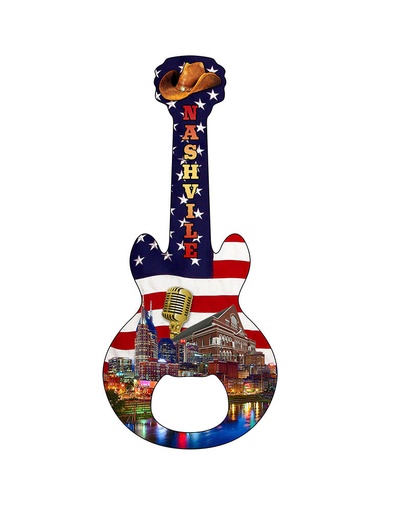 [N5648] Nashville Bottle Opener and Magnet - Guitar Collage