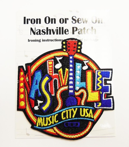 [N5991] Nashville Patch Iron On or Sew On - Round Neon