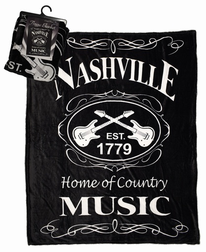 [N6020] Nashville Throw Blanket - "Black & White Est"