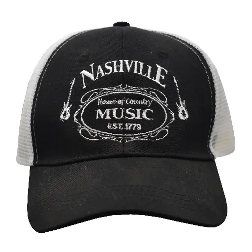 [N6023] Nashville Cap/Trucker Hat - Blk&Wht