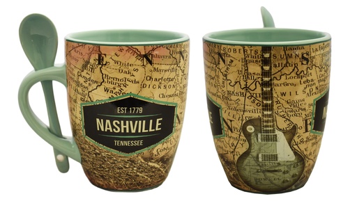 [N6078] Nashville Mug - Map with Spoon