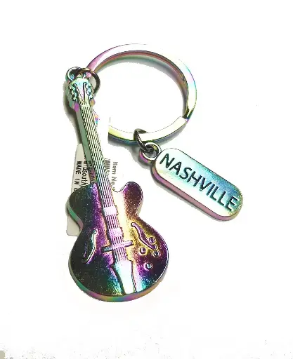 [N6291] Nashville Key Chain - Guitar Rainbow w/Charm