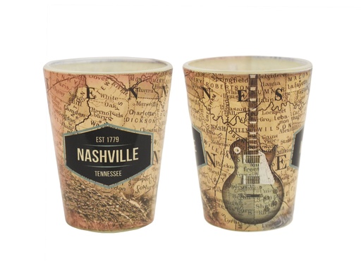 [N6392] Nashville Shot Glass - Map w/Guitar