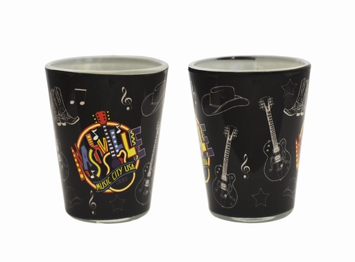 [N6394] Nashville Shot Glass - Round Neon w/Icons