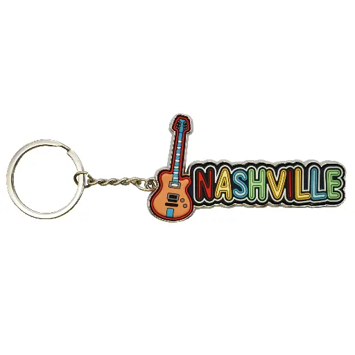 [N6432] Nashville Key Chain - Guitar Lettering PVC