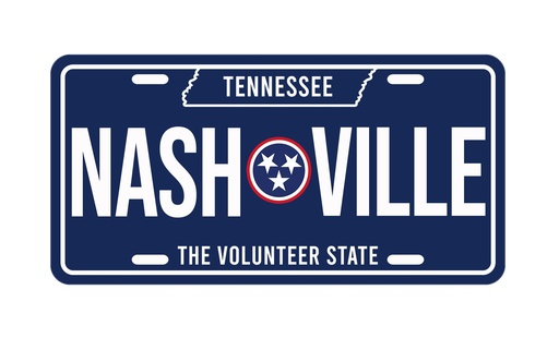 [N6478] Nashville Magnet - License Plate Blue