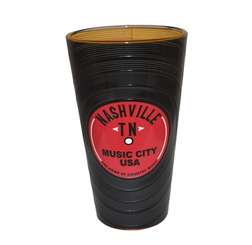 [N6784] Nashville Pint Glass - Record Embossed