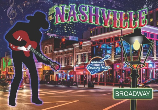 [N6814] Nashville Postcards - Neon Cowboy - Pack of 50