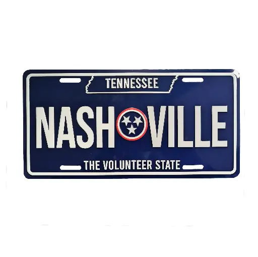 [N6874] Nashville License Plate - Blue