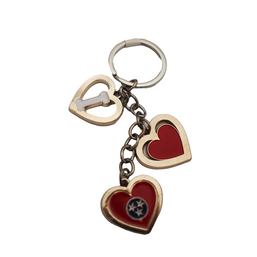 [T6578] Tennessee Keychain - I Heart TN With Flag