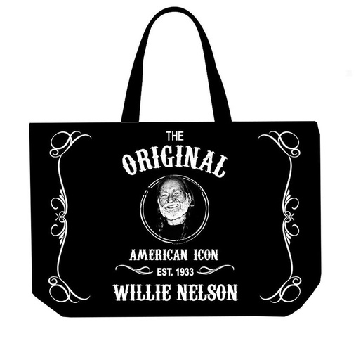 [W6049] Willie Nelson Tote Bag - Blk&Wht Est.