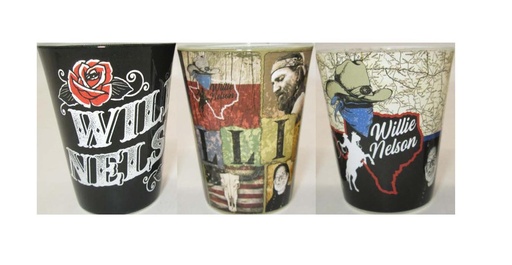 [W6089] Willie Nelson Shot Glass Set - Map