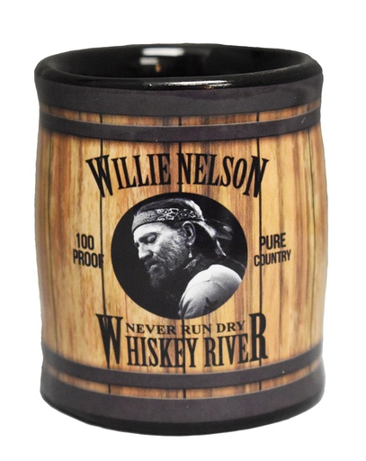 [W6091] Willie Nelson Shot Glass - Barrel Whiskey River