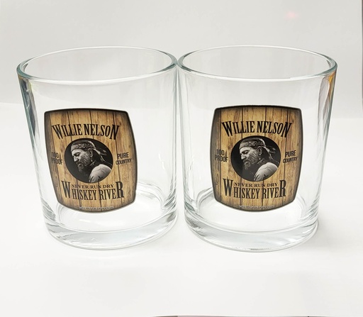 [W6550] Willie Nelson Whiskey Glass Set - Whiskey - 2pc Set