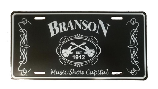 [XBR6077] Branson License Plate - Blk & Wht