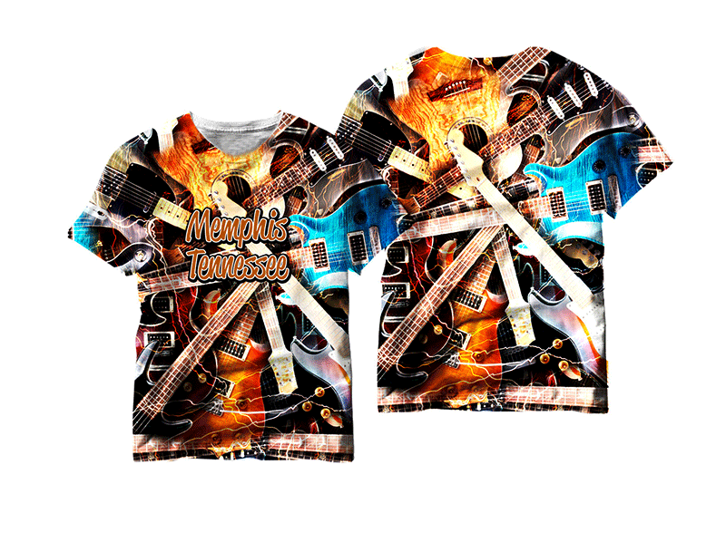 [M5682] Memphis T-Shirt Guitar Collage