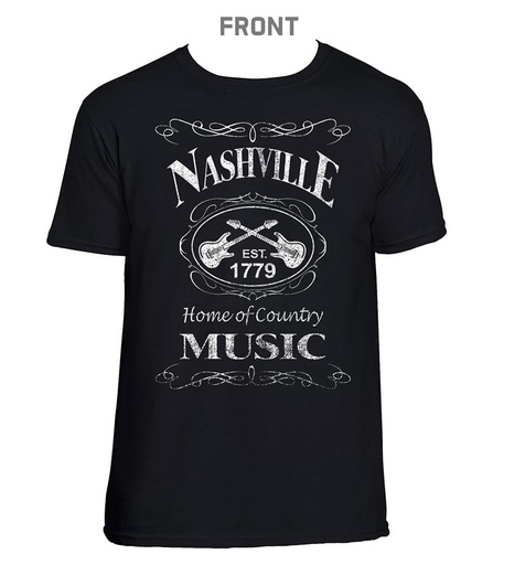 [N6186L] Nashville T-Shirt - Blk & Wht. Est.