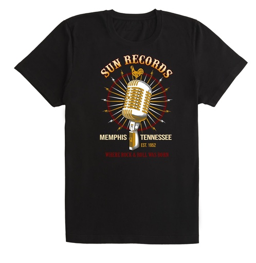 [SR6692] Sun Record T-Shirt - Black With Microphone